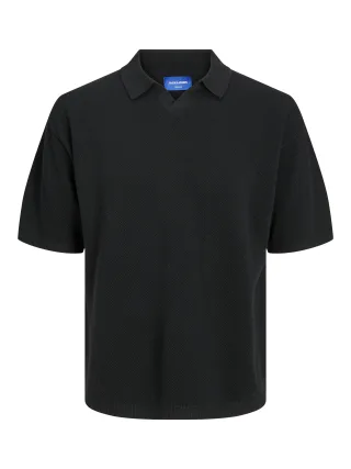 JACK&JONES - JORLINEN BLEND KNIT SS POLO SN black - Gr. - M