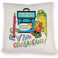 speecheese Dekokissen Alles Gute zum Schulanfang Kissen mit lustigen Schulmotiven