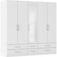 rauch Kleiderschrank Schrank Garderobe Wäscheschrank HERSBRUCK in 2 Breiten (Breiten: 226 oder 271 cm, Höhe 210 cm) mit 6 großzügigen Schubladen sowie Spiegeltüren MADE IN GERMANY
