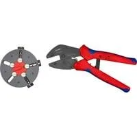 MultiCrimp 97 33 01, mit Wechselmagazin, Crimpzange rot/blau, inkl. 3 Crimpeinsätzen