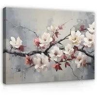 Wallarena Leinwandbild Blumen Abstrakt - Grau - Elegant - Schlafzimmer, Blumen, 40x30x2cm