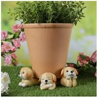 MARELIDA Blumentopfuntersetzer Blumentopffüße niedliche Hunde Pflanzkübel Untersetzer Kübelfüße 3St., 3-tlg.
