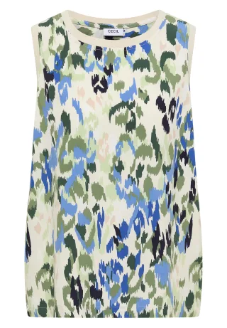 CECIL - Blusentop mit Rundhals und Print cashmere beige - Gr. - M