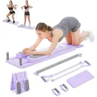 kehot Ganzkörpertrainer Faltbares Pilatesboard Multifunktionales Trainingsboard mit Zugstange, (Mehrere Trainingsfunktionen für Ganzkörperübungen zu Hause, 106×41 cm, 12-tlg., Inklusive Zugstange, Widerstandsbänder und Liegestützgriffe), Platzsparend