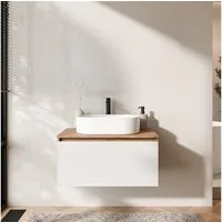 Planetmöbel Waschtisch-Set Arisa Badezimmer Waschtisch mit Waschbecken, Badmöbel 80cm breit, (Waschtischunterschrank für Gäste WC & Bad, mit Waschbecken 55 cm), Schublade mit Soft-Close