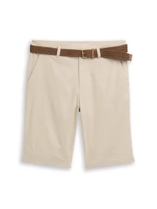 Tom Tailor - Regular Chino Shorts mit Gürtel cashew beige - Gr. - 40