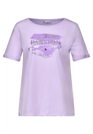 Street One - T-Shirt mit Folienprint lila - Gr. - 36