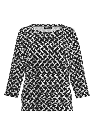 FRANK WALDER - Shirt NOS aus Ecovero-Viskose schwarz/ecru - Gr. - 52