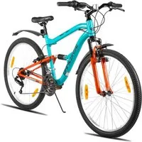 HILAND Mountainbike 26 Zoll Vollfederung Herren Damen Mountainbike, Mit 18-Gang-Schaltung, Federgabel und vollgefedertem Rahmen, Kotflügel