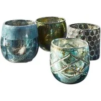 Mirabeau Windlicht Windlicht 4er Set Marine blau/grün (4er Set, 4er Set)