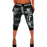 Jaylvis Sweatshorts Damen Short Bermuda Kurze Jogginghose 3/4 Hose Sport Marine Royal