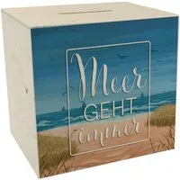 speecheese Spardose Meer geht immer Spardose aus Holz mit Urlaubsmotiv