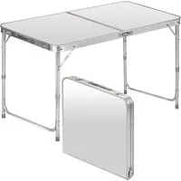 Goods+Gadgets Klapptisch Faltbarertisch - Campingtisch höhenverstellbar mit Aluminiumrahmen (Markttisch Tapeziertisch), Klappbarer Mehrzwecktisch - Klapp-Tisch Weiß