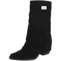 Ital-Design Eleganter perforierter Boot mit Riegelverschluss für Damen Westernstiefel (91261300) Blockabsatz Stiefel in Schwarz