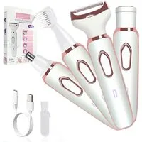 inschimmer Haarentferner-Set 4-In-1 Elektrischer Damenrasierer für Gesicht Bikinizone USB-Aufladung