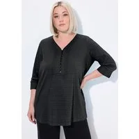Ulla Popken Tunika Bubble-Tunika Biesen Herzausschnitt 3/4-Arm