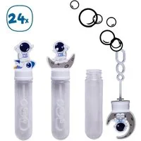 alldoro Seifenblasenstab 24er Set Mini Seifenblasen Astronaut, Mitgebsel für Kindergeburtstag, 24 kleine Seifenblasen-Stäbe für Kinder á 35ml Seifenblasenflüssigkeit