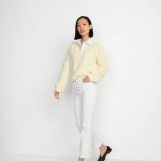 Kurze Schlagjeans, Damen,  Weiß, Elasthan/Baumwoll-Mischung/Polyester-Mischung, by Lands' End