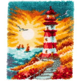 Knüpfteppich "Leuchtturm", 40 x 53 cm
