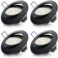 Brandson LED Einbaustrahler dimmbar & schwenkbar, Deckenspots, Aluminium Rahmen, schwarz, Dimmfunktion, Schwenkmechanismus (40° vertikal), LED fest verbaut, warmweiß, Einbauleuchte / Spots ultra flach, Abstrahlwinkel 120 Grad, 4er Set