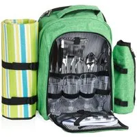 CampFeuer Picknickrucksack Freizeitrucksack 32-teilig, Picknickset für 4 Personen, mintgrün (32-tlg), Leichte Reinigung