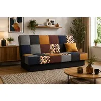 MOEBLO Schlafsofa CYPRUS Patchwork, – Sofa Kippsofa Klappsofa Click-Clack Couch für Wohnzimmer Federkern Sofagarnitur Polstersofa, mit Bettkasten und Schlaffunktion (BxHxT): 192x85x92 cm