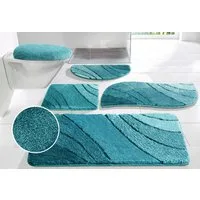 OTTO home Badematte Josie, Badvorleger, Badezimmer Teppich, Höhe 20 mm, rutschhemmend beschichtet, schnell trocknend, strapazierfähig, fußbodenheizungsgeeignet, Polyester, rechteckig, 3-tlg. Hänge-WC Set, Badteppich, Badematten, rechteckig, rund & al