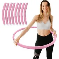 RAMROXX Hula-Hoop-Reifen Fitness Reifen 8 Teile gepolstert Durchmesser einstellbar Pink