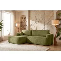 WFL GROUP Ecksofa Marion 4-Sitzer in L-Form mit Schlaffunktion & Stauraum, MADE IN EU, Links, Schlaffläche 220 x 140 cm, inkl. Dekokissen und Rückenkissen in Chenille-Stoff