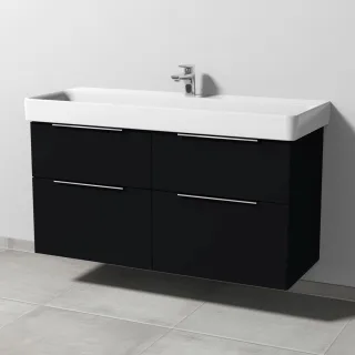 Sanipa 3way Waschtischunterbau zu Laufen Pro S Waschtisch mit 4 Auszügen, Schwarz-Matt UF78608