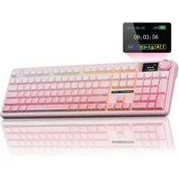 nsihing AULA F108 Pro Mechanische Gaming Tastatur mit Display & Drehknopf Gaming-Tastatur (TFT-Display, Drehknopf, Hot-Swap, 3-Modi-Verbindung)
