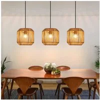 ZMH Pendelleuchte E27 3 Flammige Vintage Hängelampe Boho Papiergarn Deckenlamp, ohne Leuchtmittel