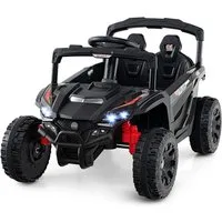COSTWAY Elektro-Kinderauto, Belastbarkeit 30 kg, 12V Elektroauto, mit Fernbedienung, LED, Musik, Hupe