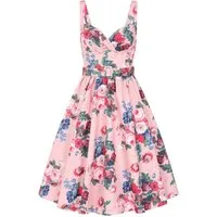 Hearts & Roses London A-Linien-Kleid Rosabelle Bloom Rosen Pfingstrosen Vintage 50s