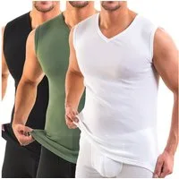 HERMKO Unterhemd 3050 (Pack, 3er) 100 % Bio-Baumwolle Muskelshirt V-Ausschnitt Basic hergestellt in EU