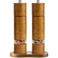 TUWENA Pfeffermühle Manuelles Salz- und Pfeffermühlen 2er Set, Holz Gewürzmühle mit Basis, (2 Stück), Salz und Pfeffermühle Keramikmahlwerk Einstellbare Feinheit Retro