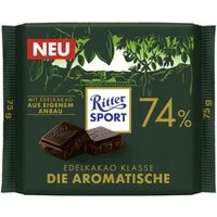 Ritter SPORT Schokolade, Ritter Sport Die Aromatische Edel-Bitterschokolade Packung 75g