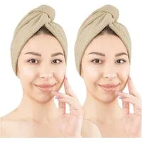 HAMMETEX Turban-Handtuch 2er Set Haarturban Damen, 100% Baumwolle, Flauschig & Schnelltrocknend, Frottier (Set, 2-St), Uni-Farben, weich