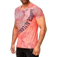 R-NEAL T-Shirt T-Shirt Washed Streetwear Printed Sale Verwaschenes Kurzarm Shirt