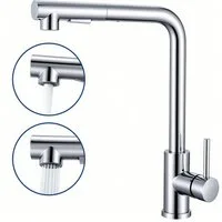 AICA Küchenarmatur Wasserhahn Küche mit Einhand, ausziehbarer Brause für 2 Strahlarten Spültischarmatur mit Einhand & 360° Schwenkfunktion als Hochdruckhahn