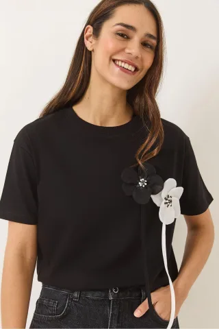 Blumenmuster Kurzarm-T-Shirt