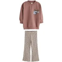 Next Top & Leggings Sweatshirt und ausgestellte Leggings im Set (2-tlg)