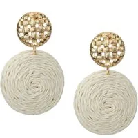 Ella Jonte Paar Ohrstecker, Bast Statement im Boho Ibiza-Look rund mit goldfarbenem Stecker