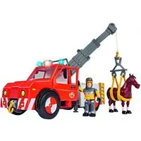 SIMBA Spielzeug-Abschlepper Feuerwehrmann Sam Phoenix, mit Sam Figur und Pferd, Blaulicht, ausfahrbarer Kran