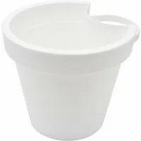 Spetebo Blumentopf Kunststoff Blumentopf für Regenrohr - weiß (Stück, 1 St., Pflanztopf), Pflanztopf mit Befestigungsgurt für Fallrohr