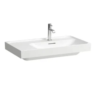 Laufen Meda Waschtisch H8171150001041 80x46cm, unterbaufähig, Ablage links, mit Überlauf, 1 Hahnloch, weiß