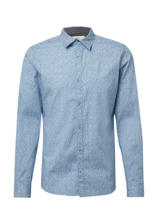 s.Oliver Red Label - Slim Fit: Hemd aus Baumwollstretch mit All-over-Print blau - Gr. - 3XL