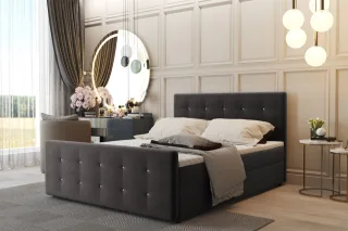 Boxspringbett Schlafzimmerbett CARLOS 140x220cm Stoff Soro Umbragrau inkl.Bet...