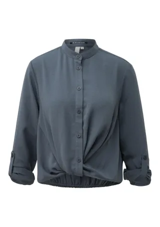 Q/S designed by - Bluse mit Knoten-Detail blau/grau - Gr. - 36