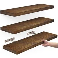 Refined Living Wandregal Regal Wand 3st Regalbrett Schweberegal Hängeregal 41 x 17 x 2,8 cm, Tragfähigkeit 30kg Büroregal MDF-Material Holzregal Wall Shelf 3-tlg., Regalsysteme Stark und stabil für Küche, Wohnzimmer, Schlafzimmer